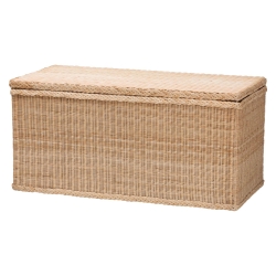 bali & pari Caden Braided Natural Rattan Chest with Lift -top Lid - Coastal Boho Style Storage Bench for Bedroom, Entryway, or Living Room Organization